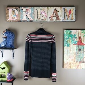 Rosae Nicholes Cashmere striped mockneck  sweater small